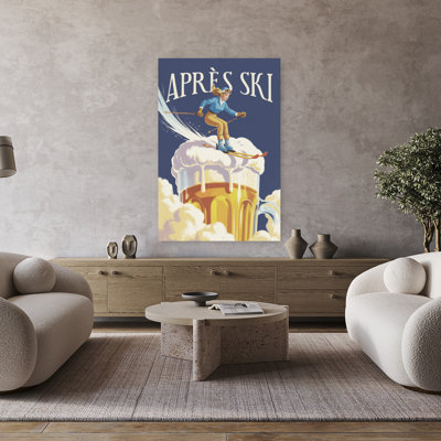 Après-ski amusant rétro classique montagne hiver art mural