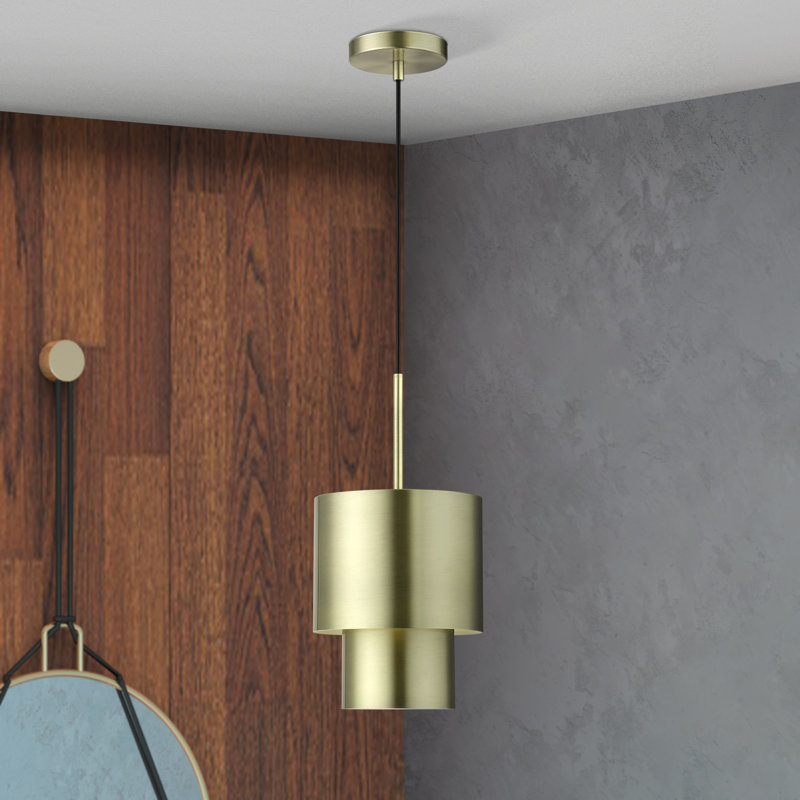 Zolana 1 Light Antique Brass Mini Pendant, Gold, Antique Brass