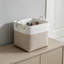 Bacs de rangement 11 x 11 pouces, 8 bacs de rangement pliables avec tissu imperméable, grands cubes de rangement avec poignées en corde pour le placard, vêtements de rangement, jouets, livres, blanc et beige
