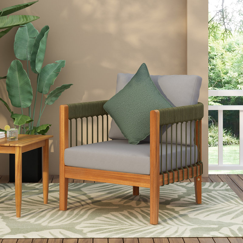 Fauteuil club d'extérieur en bois d'acacia, Gris