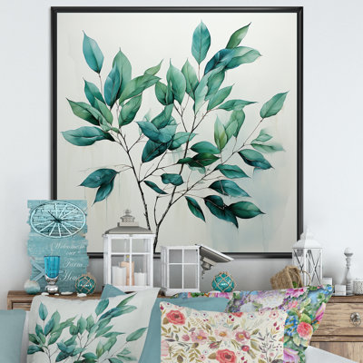 «Teal Tenderness Subtle Leaf Impressions I», reproduction sur toile