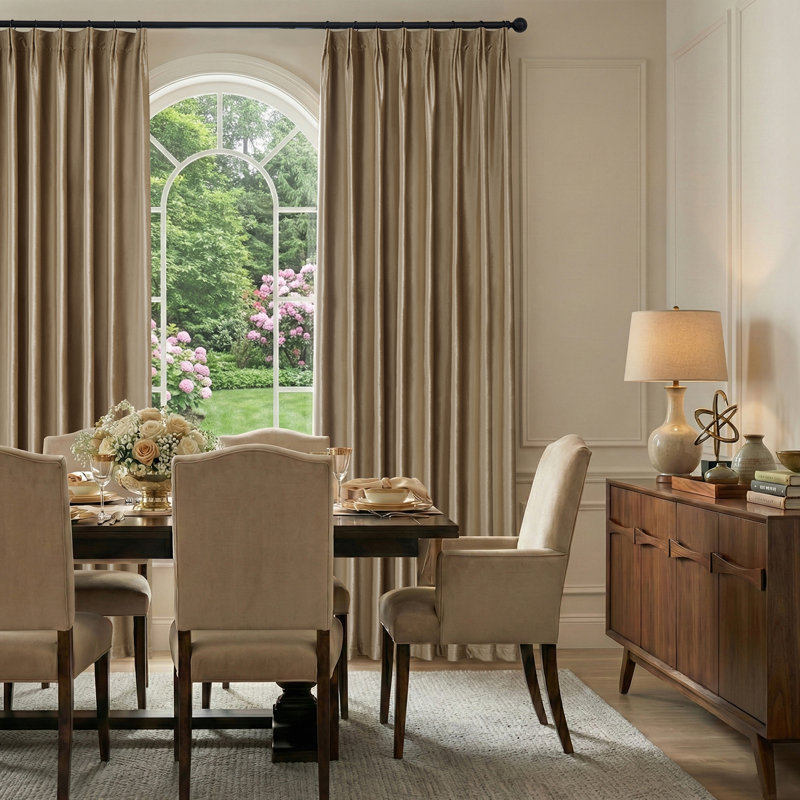 Luxury Pinch Pleated Velvet Blackout Curtains - Room Darkening 75%-85% Back Tab Drapes with Hooks+Rings (set of 2), Taupe