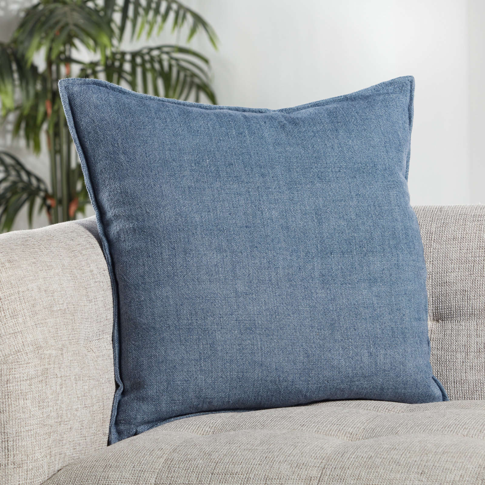 Burbank Linen Throw Pillow, Blue, 20" x 20", Pillow Cover Only - No Insert