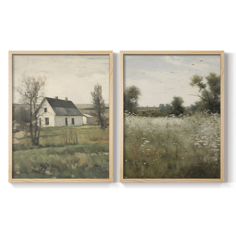 «Vintage Landscape IX», impression giclée sur cadre - ensemble de 2, Naturel, H 23 po x l 58 po