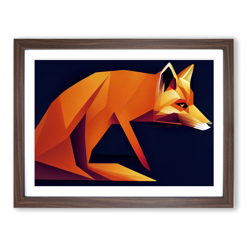 Great Abstract Fox - Print, 46cm H x 64cm W, Walnut