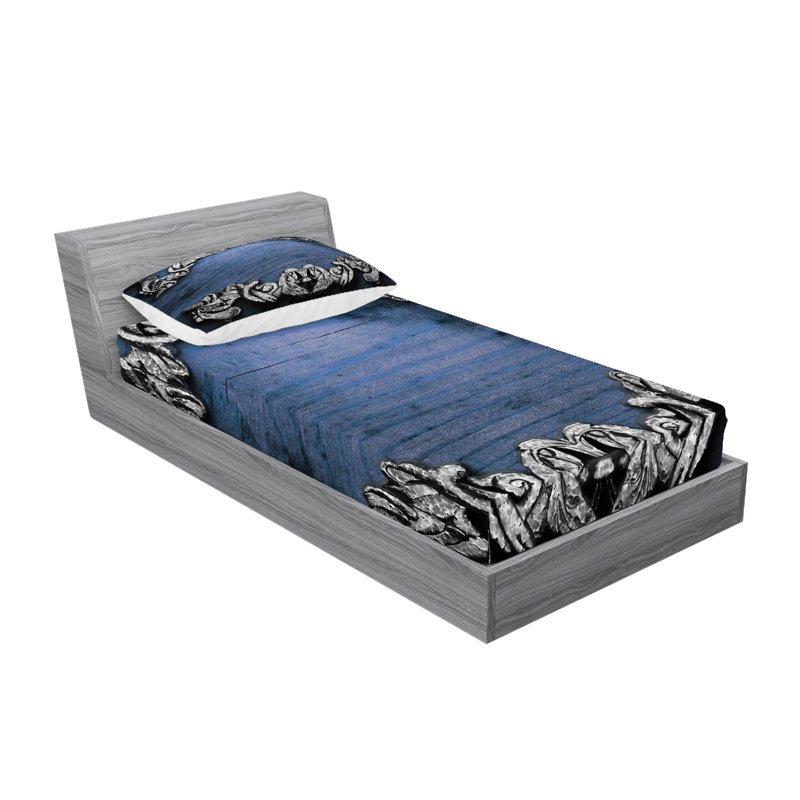 Drap-housse et coussin décoratif Ambesonne, Ensemble de draps pour taille de lit simple avec d
