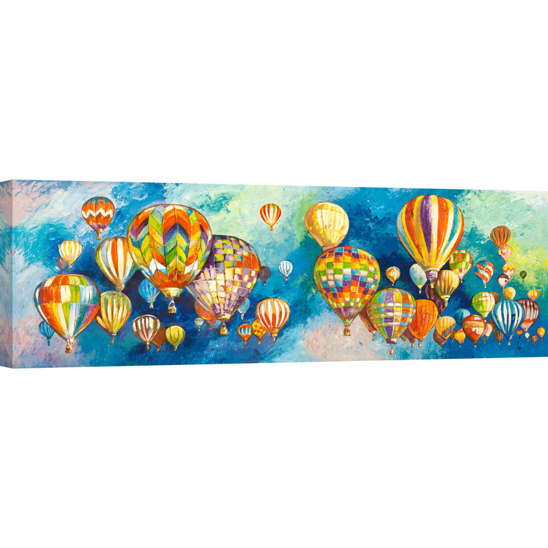 A Sky Of Hot Air Balloons by Luigi Florio - Wrapped Canvas Painting, 35cm H x 100cm W x 4cm D