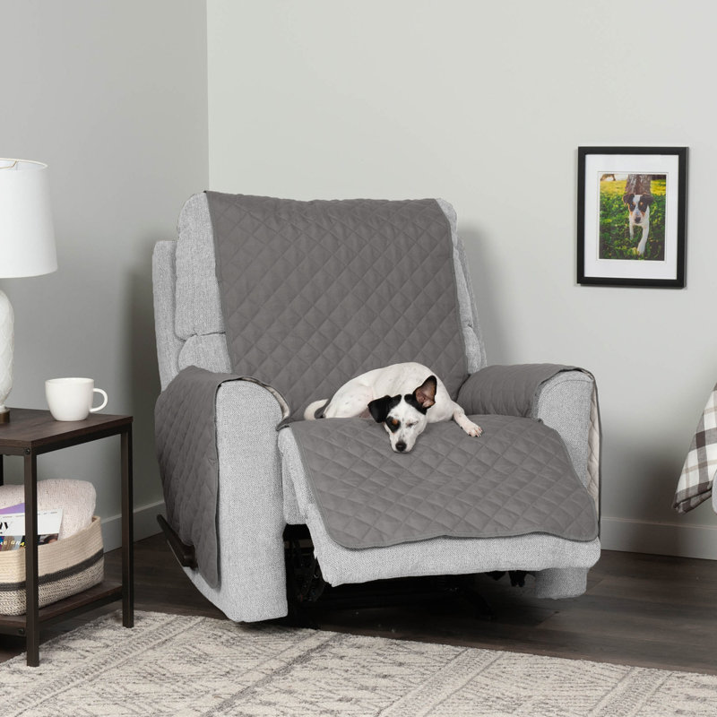 Gray and Mist Quilted Reversible Recliner Chair Cover