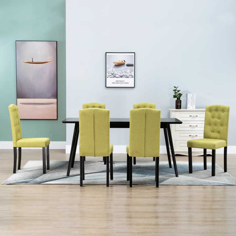 Dining Chairs Accent Side Chair with Solid Wood Legs for Kitchen, Green, 6