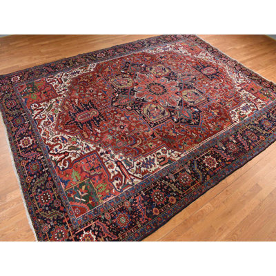 11'0" x 14'7" Red Antique Persian Heriz in Good Condition Hand Knotted Pure Wool Rug
