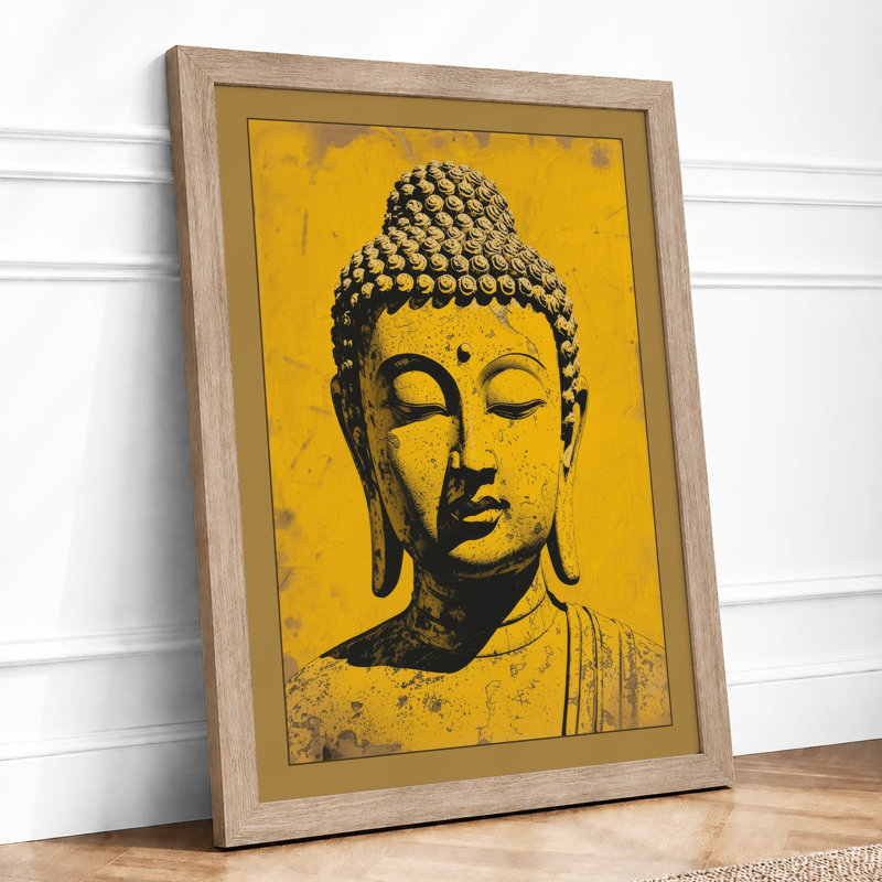 Golden Buddha Head Japandi - Print, A3 - 42.0 x 29.7 cm, Oak