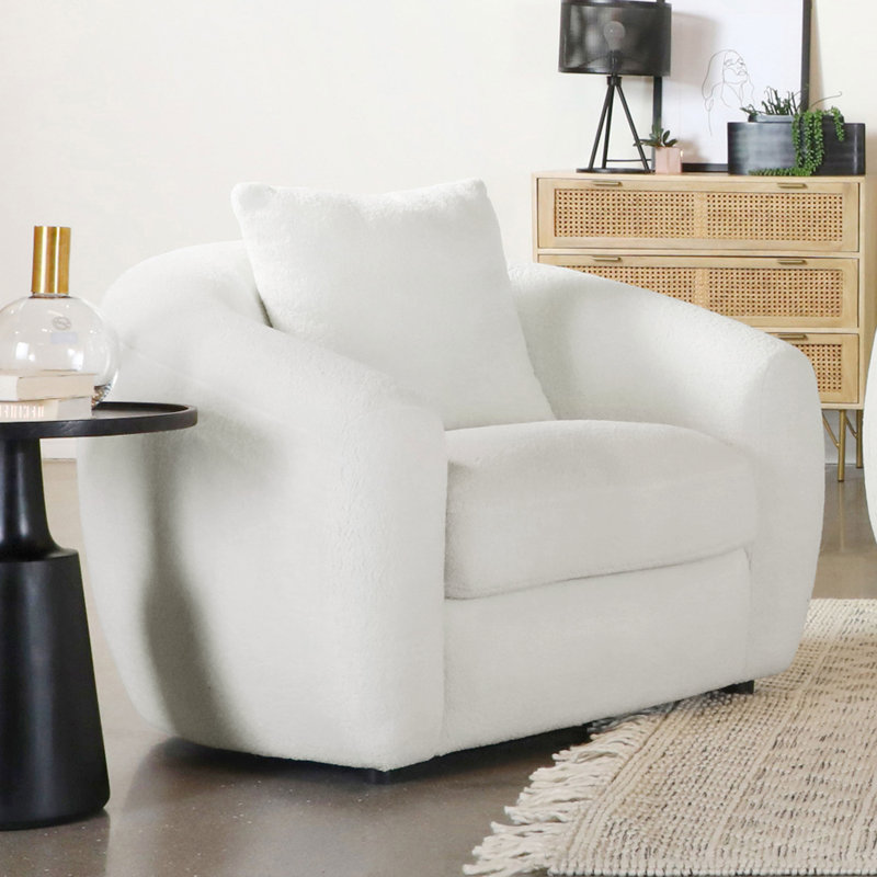 Bethony Faux Sheepskin Upholstered Accent Chair Natural, Ivory