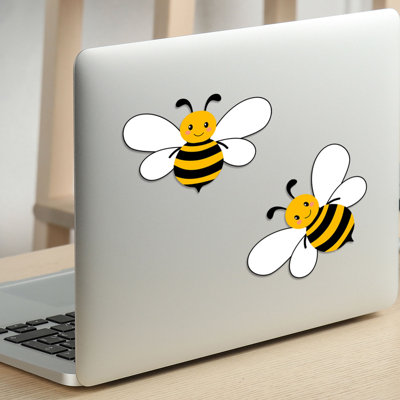 Decontamination piece Set Of 2 Bee Shaped Magnetic Stickers  Home Fridge And Computer Decor