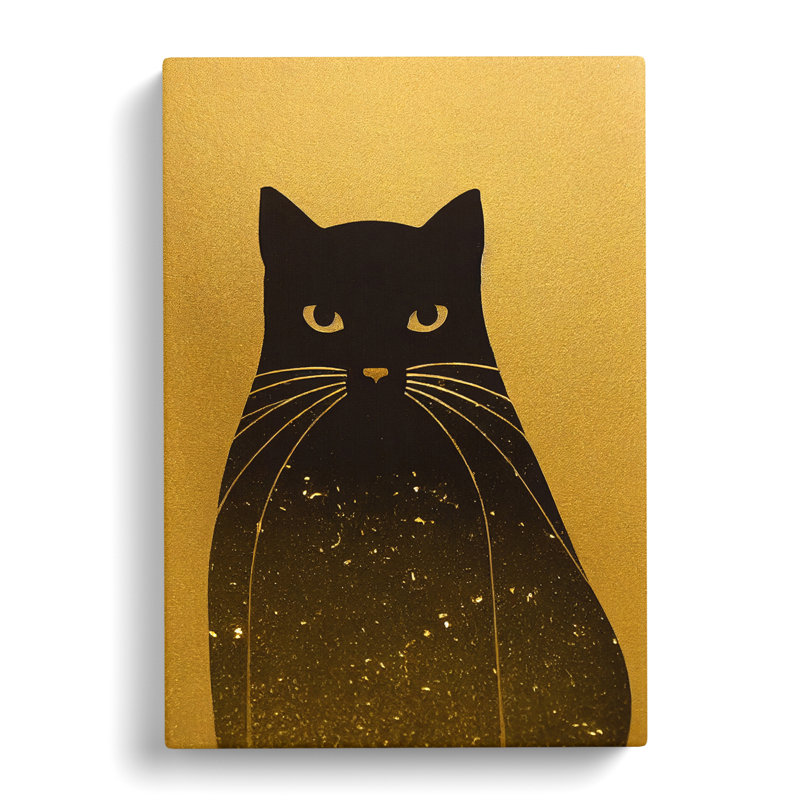 CAN-V0523-396X Cat Gold Leaf - Wrapped Canvas Print, 60cm H x 40cm W x 3cm D