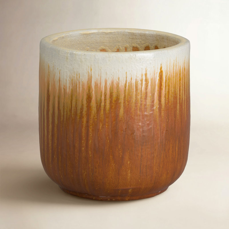 BARREL PLANTER, AMBER, 16" H x 15" W x 15" D