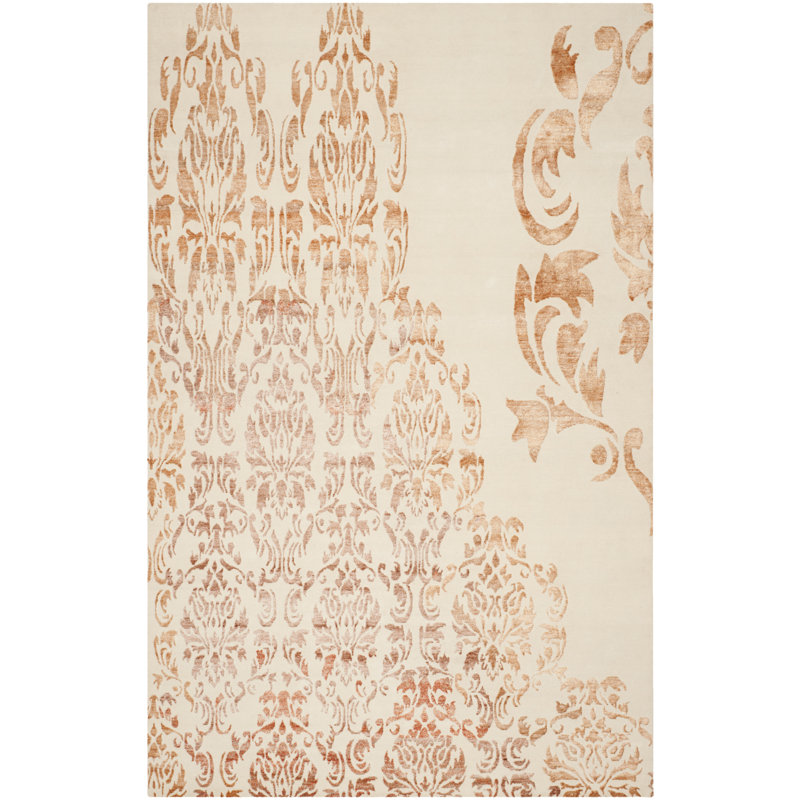 Tapis ivoire en laine / coton noué à la main Labuguen, Rectangle 9 pi x 12 pi