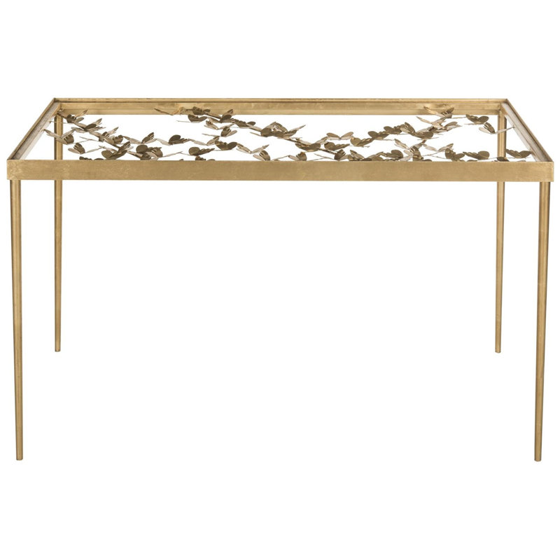 Ethereal Gold 47" Glass-Top Home Office Desk with Drawer