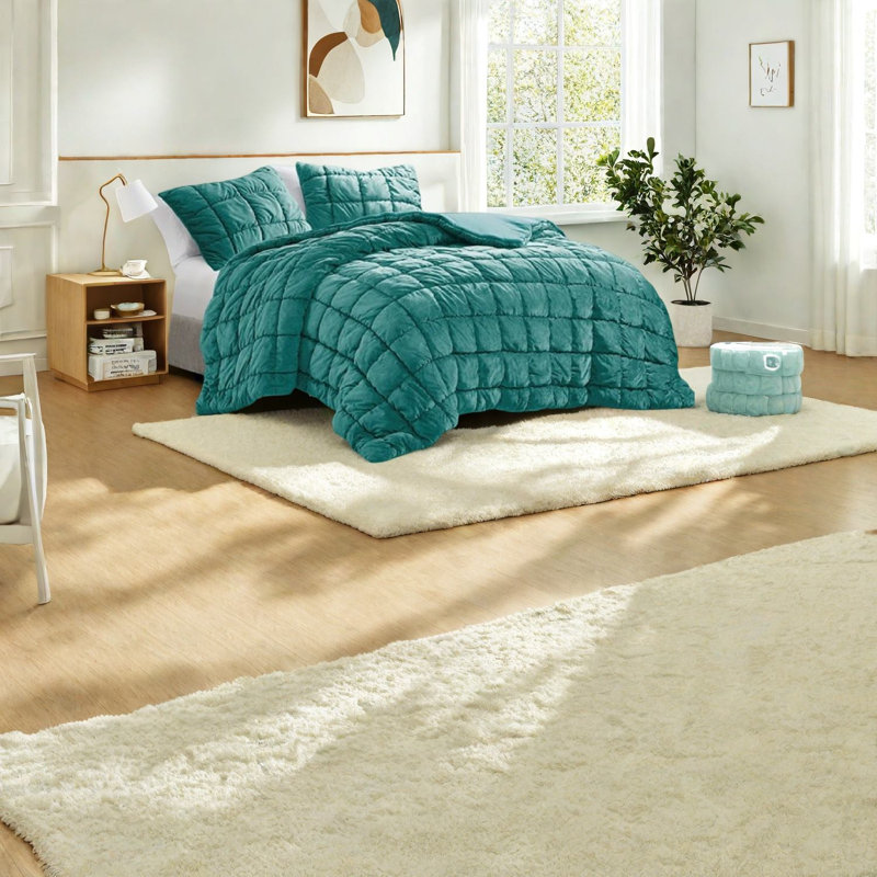 Ensemble de literie très grand de qualité supérieure bleu sarcelle en polyester velours de style hiver douillet
