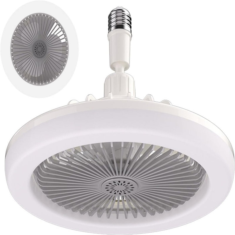 Mini ventilateur de plafond fermé E26 / E27 de 10 pouces avec télécommande, lumières à DEL à intensité variable 3 vitesses de vent Cadeau d'été en famille pour le garage