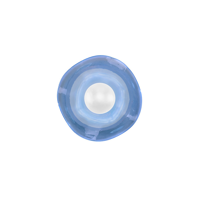 Embark LED Flush Mounted Sconce, Blue, White Lacquer