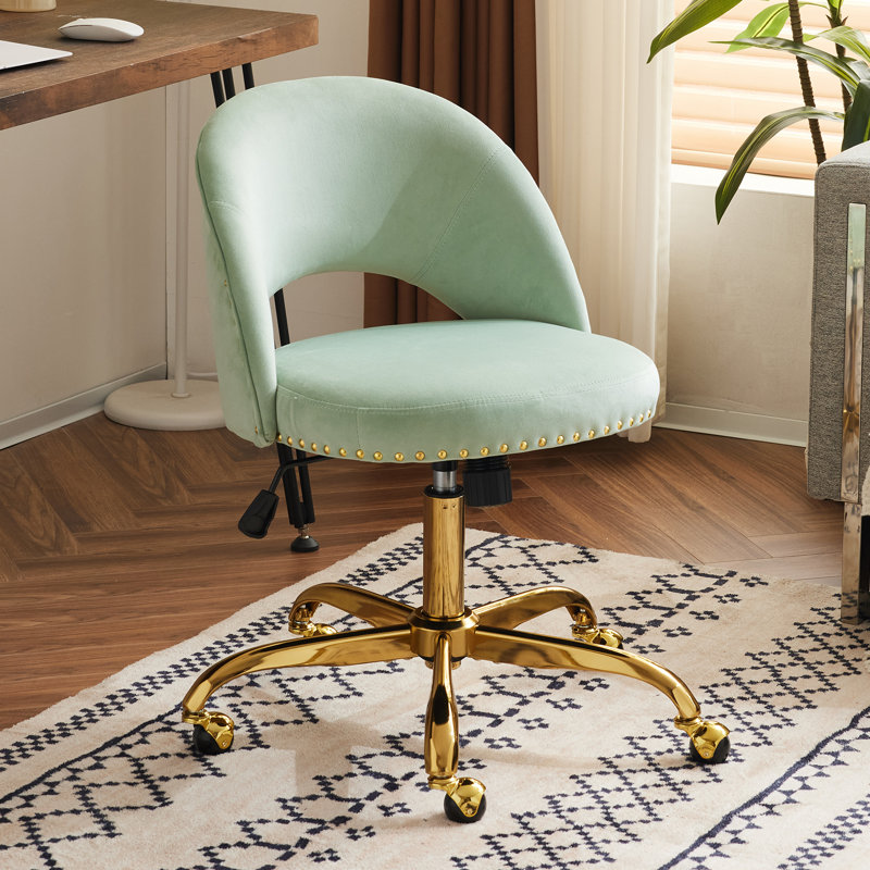Fauteuil de bureau avec roulettes, Velours, Vert menthe