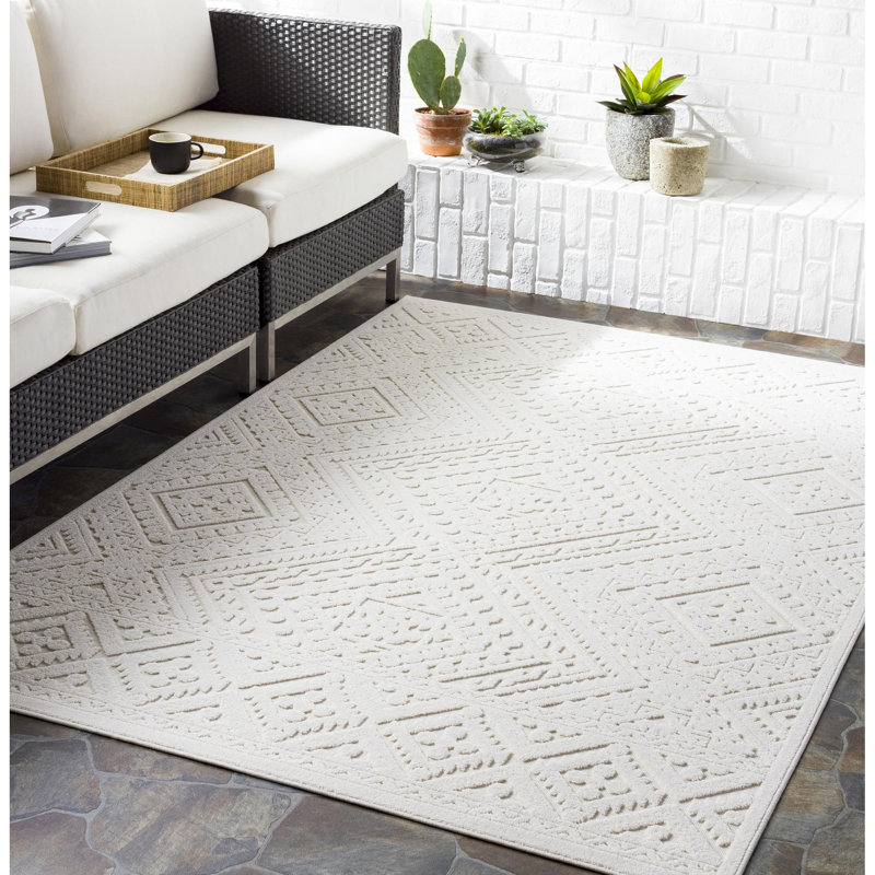 Tapis intérieur / extérieur crème Emert, Rectangle 9 pi 2 po x 12 pi