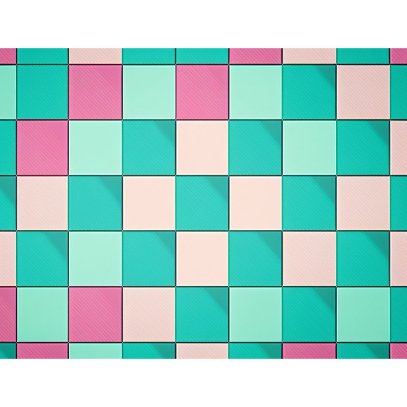 Housse de couette , Housse de couette pour grand lit, Rose / damier vert