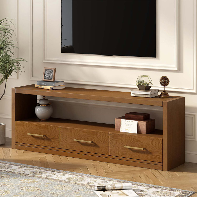 Console classique avec trois tiroirs et une surface spacieuse, Brun