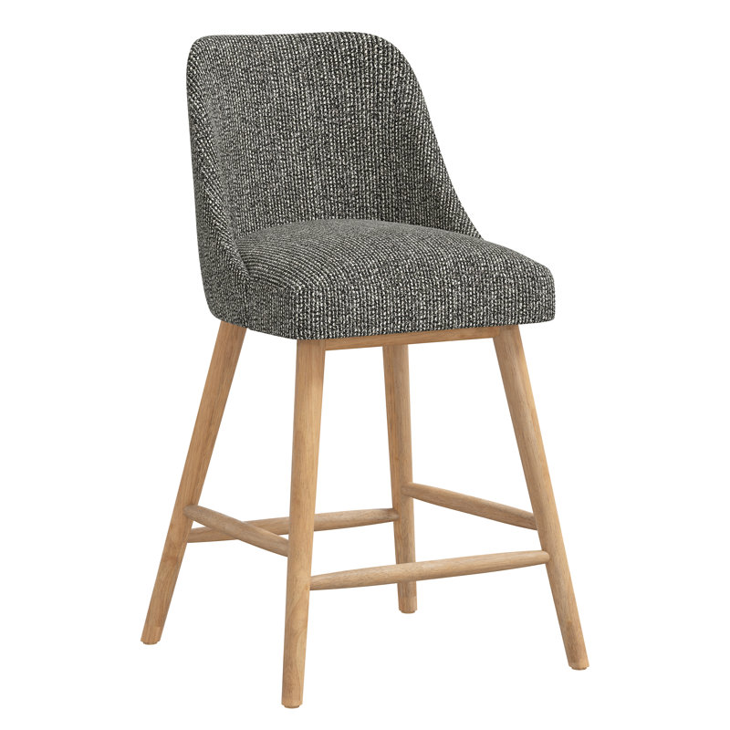 Tabouret de bar et de comptoir Gallie, Tabouret de comptoir (hauteur de siège de 27 po), Solitude poivre tweed