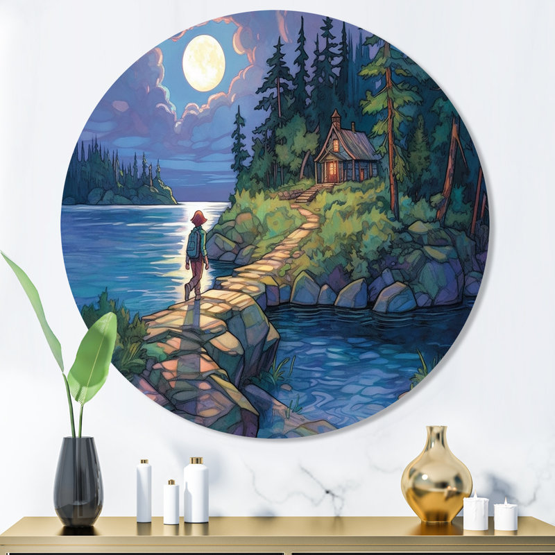 Alijha au clair de lune au bord de la mer, H 16 po x l 16 po x P 1 po