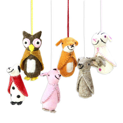 4.3'' Handmade Fabric Animals Hanging Figurine Ornament