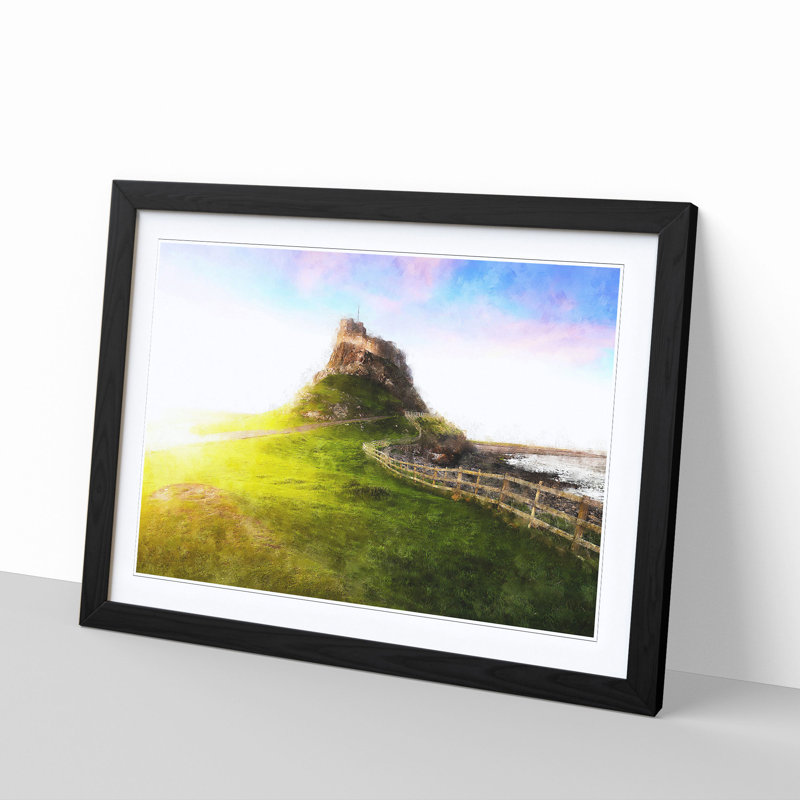 Holy Island Lindisfarne - Picture Frame Painting Print, 24cm H x 33cm W x 2cm D, Black Framed