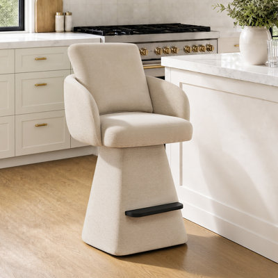 Tabouret de comptoir pivotant moderne avec siège et accoudoirs entièrement rembourrés