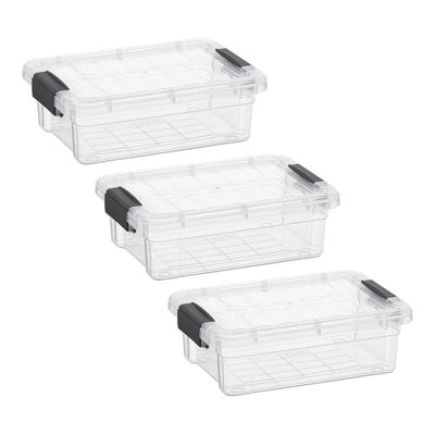 Ensemble de 3 bacs de rangement transparents Latitude Run® avec couvercles en plastique pour la maison