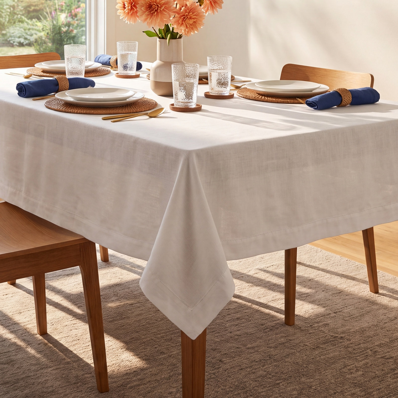 55" Linen Tablecloth, Gray