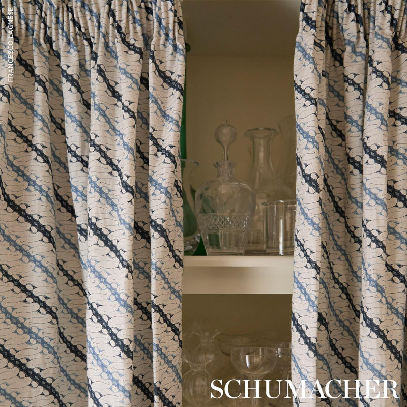 Schumacher X Rita Konig Ronnie Fabric, Blue