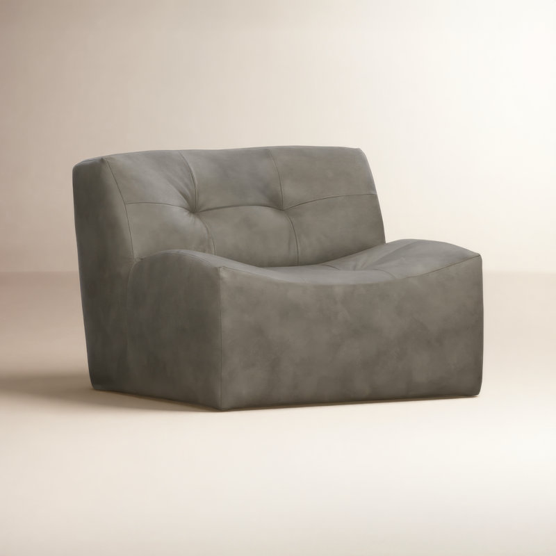 Fauteuil de chambre pivotant en cuir Etty, Gris