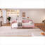 Lit de jour rembourré plateforme simple en lin rose, multi-usage pour les invités et les sièges quotidiens, style intemporel moderne