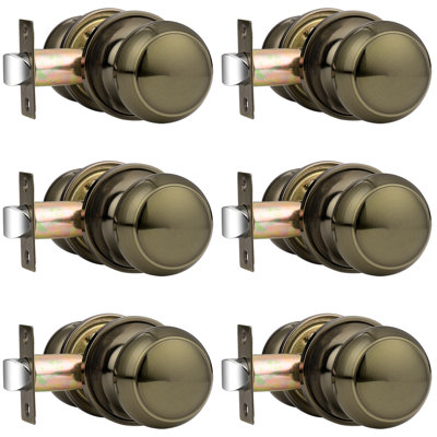 Door Knobs with Round Rosette, Keyless Lock for Bed and Bath Room