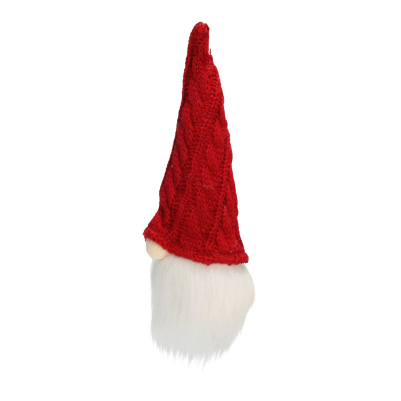 Ornement de Noël tête de gnome gris et blanc 6,25 pouces avec chapeau
