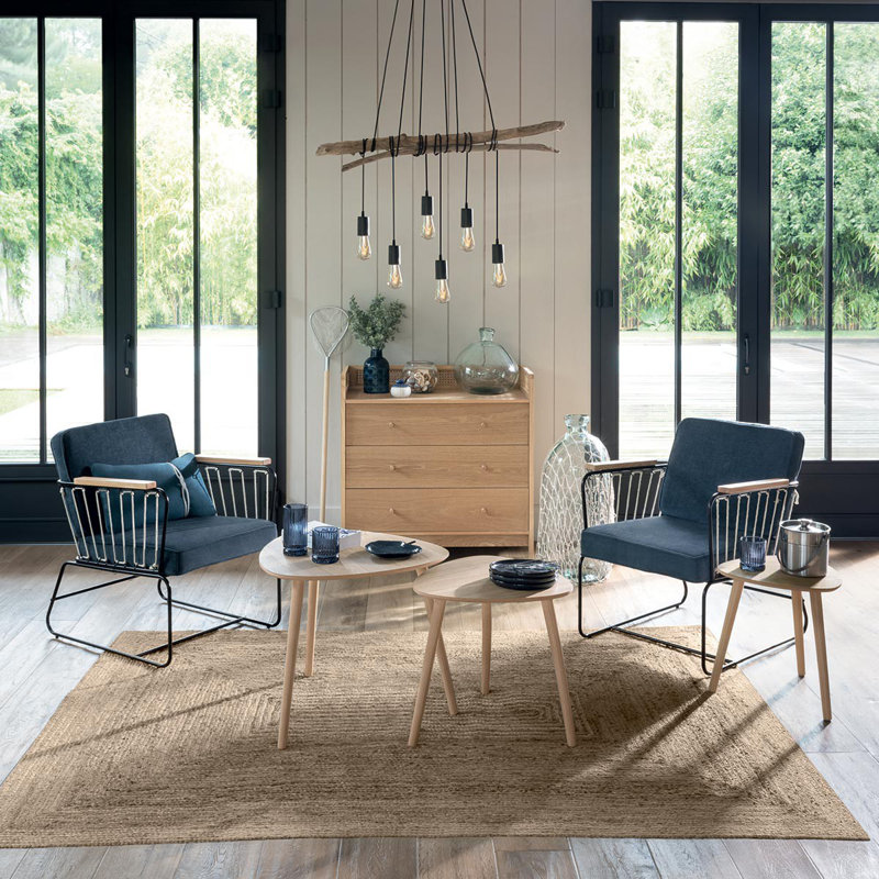 Mervin Three Leg Coffee Table, 45cm H x 80cm W x 80cm D, Brown