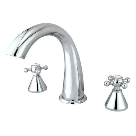 Double Handle Deck Mounted Roman Tub Faucet, Polished Chrome