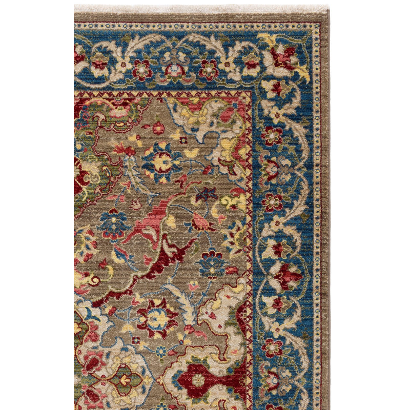 Tapis oriental performance Bisen, Rectangle 5 pi 1 po x 7 pi 5 po, Taupe / Bleu