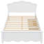 Lit plateforme double en bois avec tête de lit et deux tiroirs de rangement, finition blanche-982983914