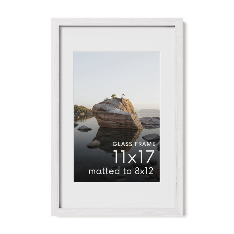 Cadre photo en bois massif avec verre, Blanc, L 11 po x H 17 po