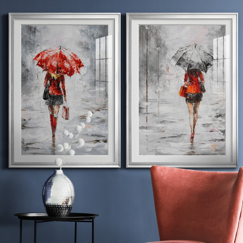 City magasiner III - ensemble de 2 reproductions d'art, H 26,5 po x l 73 po x P 1,5 po, Papier avec cadre argenté, Blanc