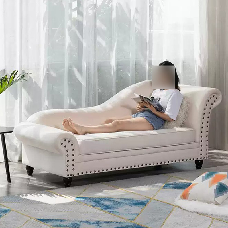 Méridiennes spacieuses pour l'intérieur, pieds robustes en bois, Accoudoir à droite (vu de face), Beige