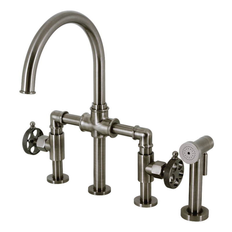 Robinet de pont avec poignées Webb, Acier inoxydable noir