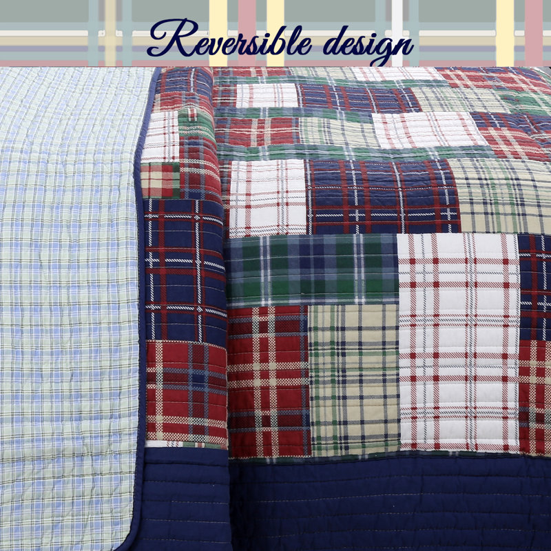 Adleson Cotton Plaid Quilt Set, Twin Quilt + 1 Sham