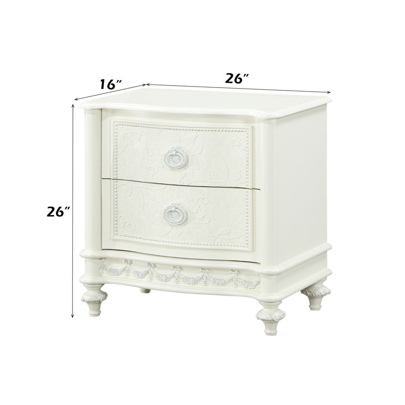 Table de chevet ivoire avec 2 tiroirs | Idée de cadeau